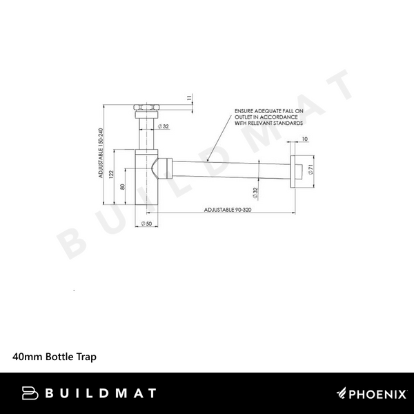 Phoenix 40mm Bottle Trap Brushed Bronze