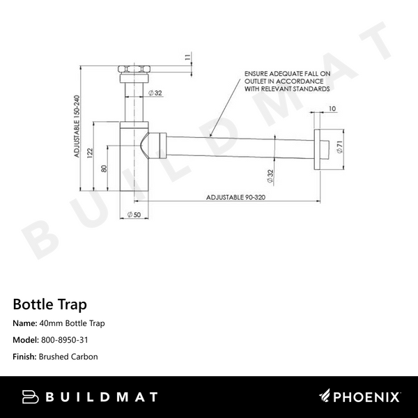 Phoenix 40mm Bottle Trap Brushed Carbon