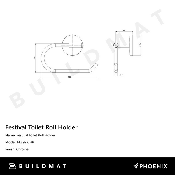 Phoenix Festival Toilet Roll Holder Chrome