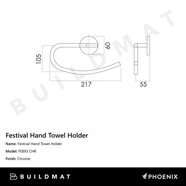 Phoenix Festival Hand Towel Holder Chrome