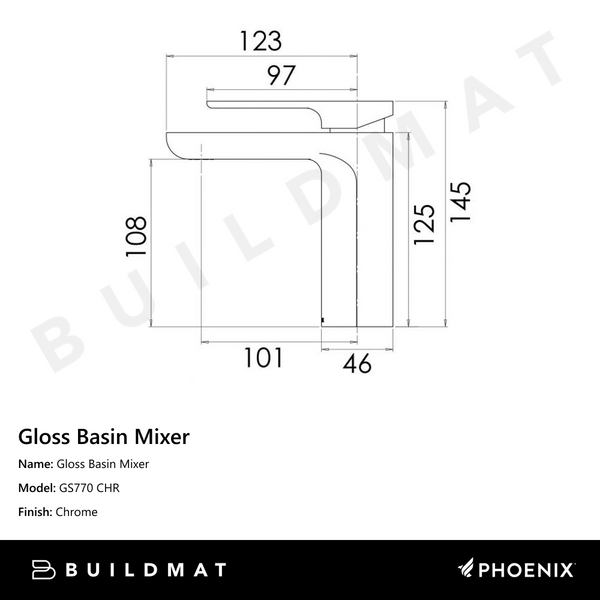 Phoenix Gloss Basin Mixer Chrome