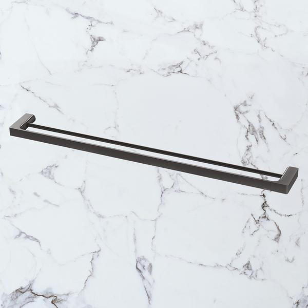 Phoenix Gloss Double Towel Rail 800mm Brushed Carbon