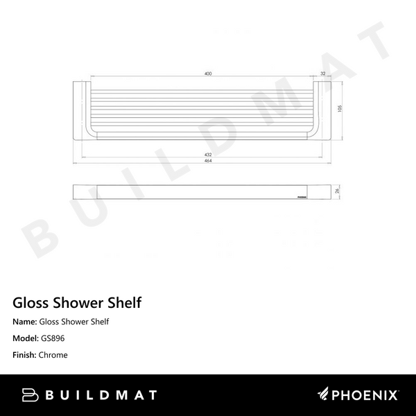 Phoenix Gloss Shower Shelf Chrome