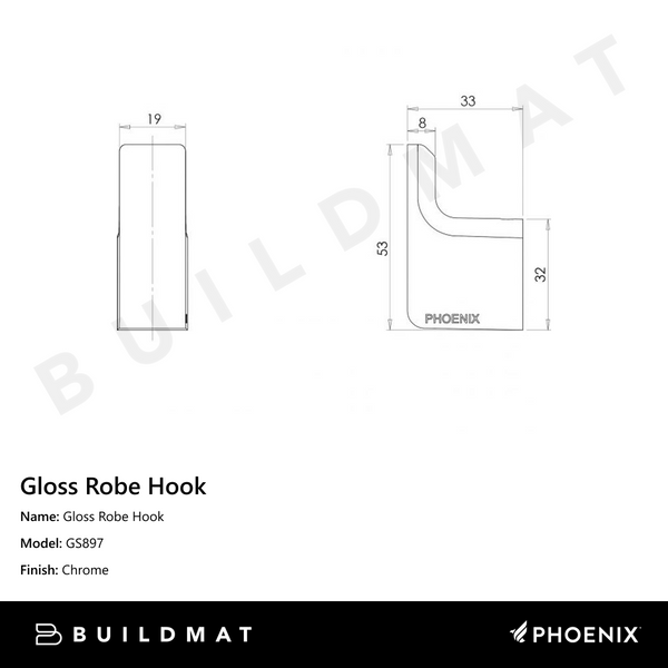 Phoenix Gloss Robe Hook Chrome