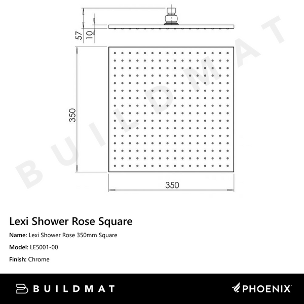 Phoenix Lexi Shower Rose 350mm Square Stainless Steel