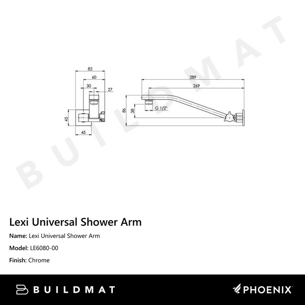 Phoenix Lexi Universal Shower Arm Chrome