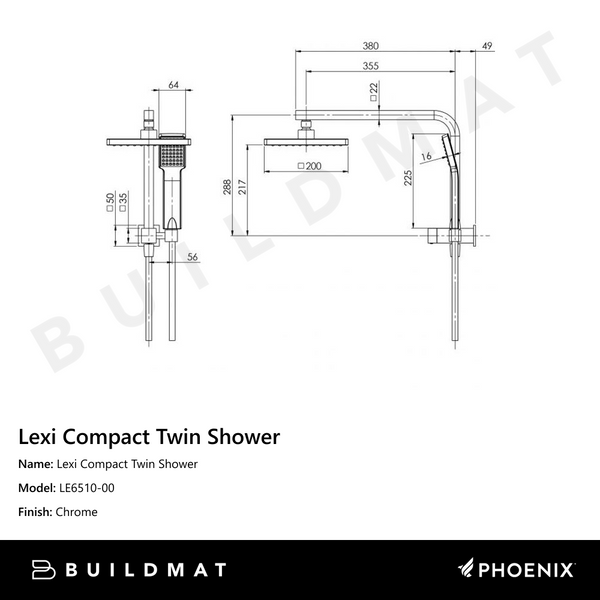 Phoenix Lexi Compact Twin Shower Chrome