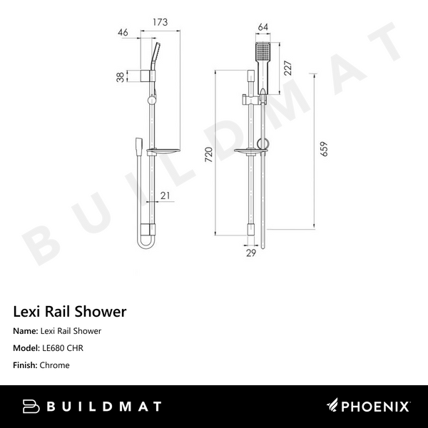 Phoenix Lexi Rail Shower Chrome