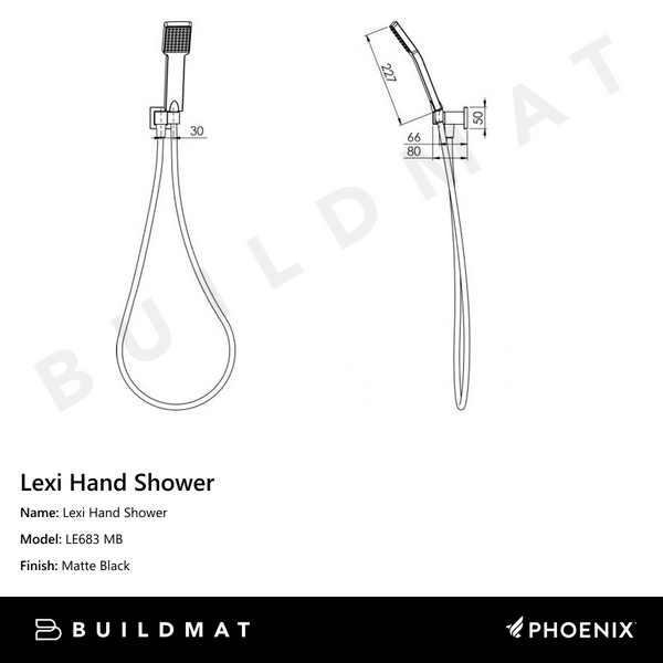 Phoenix Lexi Hand Shower Matte Black
