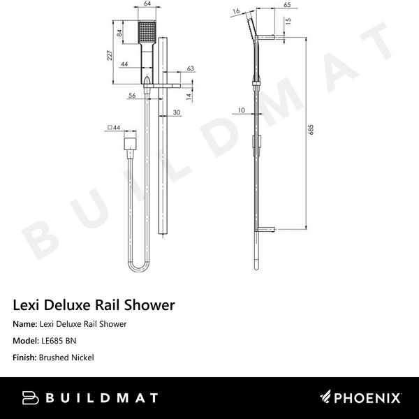 Phoenix Lexi Deluxe Rail Shower Brushed Nickel