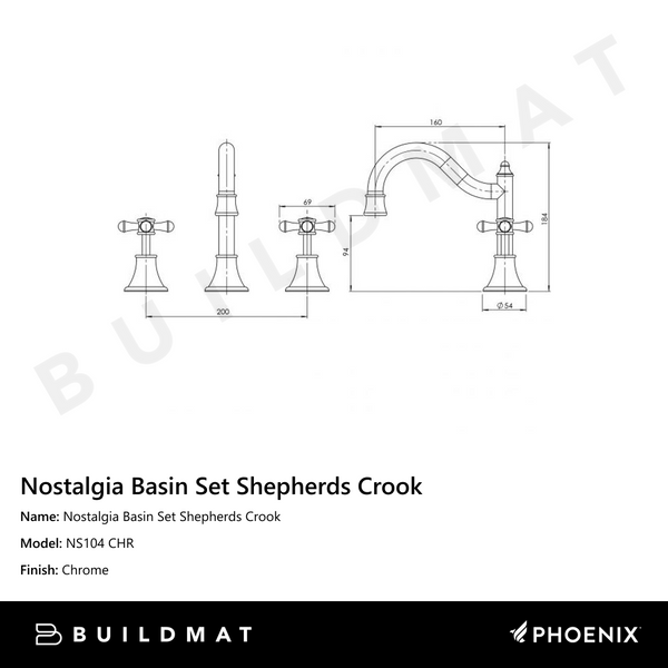 Phoenix Nostalgia Basin Set Shepherds Crook Chrome