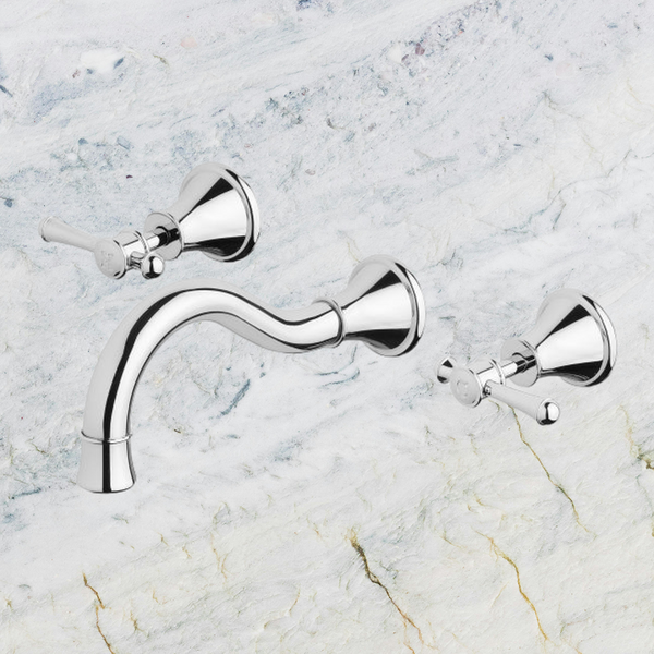 Phoenix Nostalgia Lever Basin / Bath Set 180mm Shepherds Crook Chrome