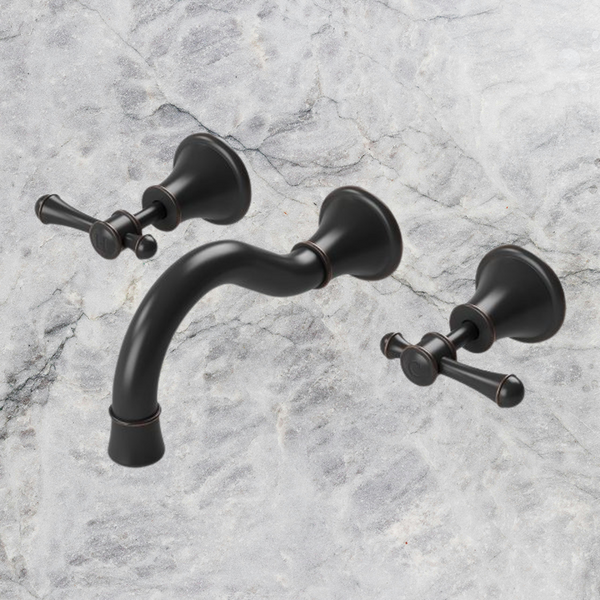 Phoenix Nostalgia Lever Basin / Bath Set 180mm Shepherds Crook Antique Black