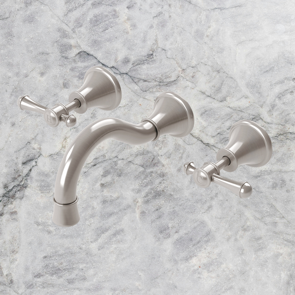 Phoenix Nostalgia Lever Basin / Bath Set 180mm Shepherds Crook Brushed Nickel