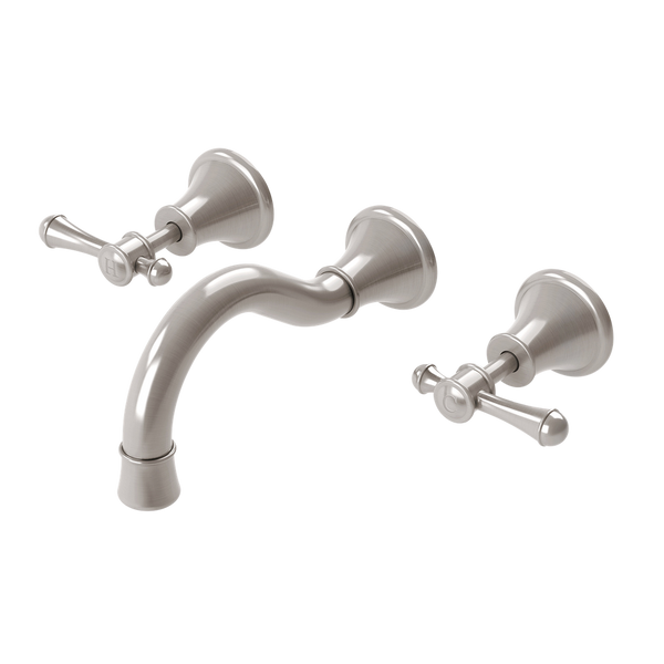 Phoenix Nostalgia Lever Basin / Bath Set 180mm Shepherds Crook Brushed Nickel