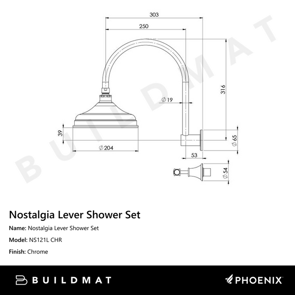 Phoenix Nostalgia Lever Shower Set Chrome