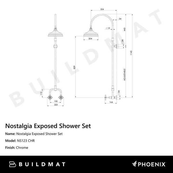 Phoenix Nostalgia Exposed Shower Set Chrome
