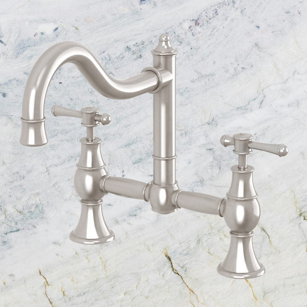 Phoenix Nostalgia Exposed Sink Set 230mm Shepherds Crook Brushed Nickel