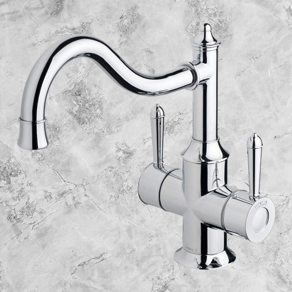 Phoenix Nostalgia Twin Handle Sink Mixer 230mm Shepherds Crook Chrome