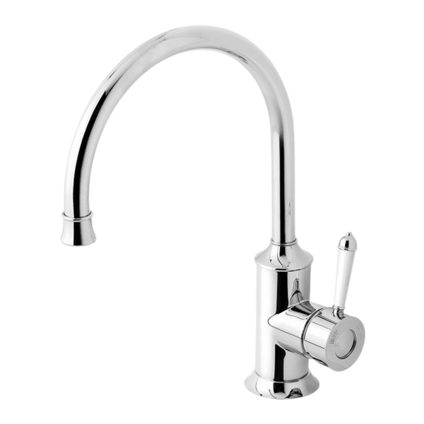 Phoenix Nostalgia Sink Mixer 220mm Gooseneck Chrome White