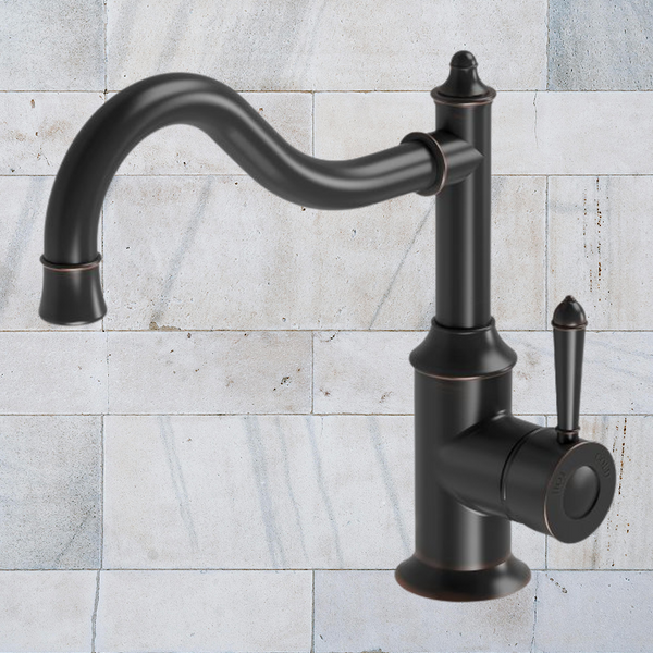 Phoenix Nostalgia Sink Mixer 220mm Shepherds Crook Antique Black