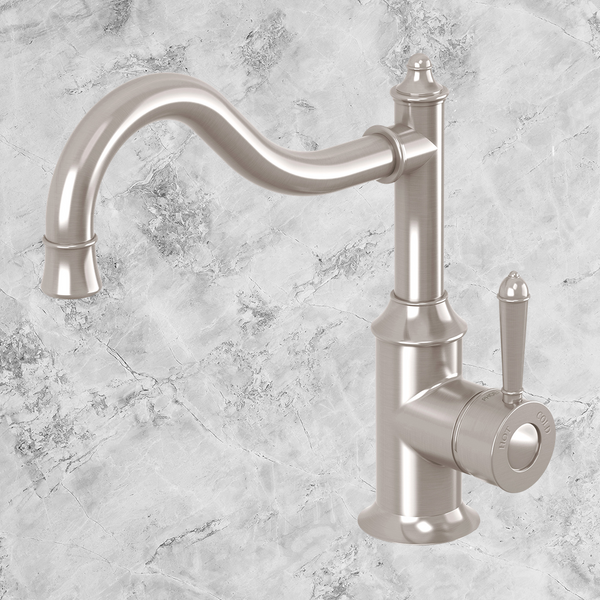 Phoenix Nostalgia Sink Mixer 220mm Shepherds Crook Brushed Nickel