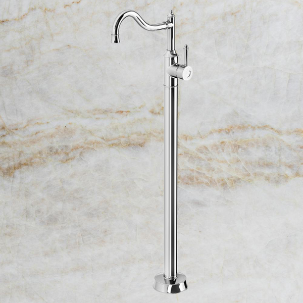 Phoenix Nostalgia Floor Mounted Bath Mixer Shepherds Crook Chrome