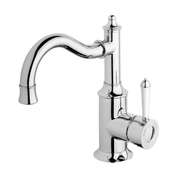 Phoenix Nostalgia Basin Mixer 160mm Shepherds Crook Chrome White
