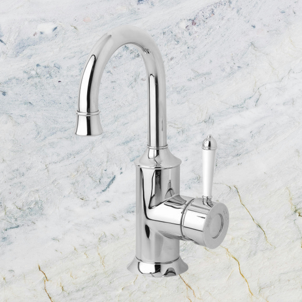 Phoenix Nostalgia Basin Mixer 120mm Gooseneck Chrome White