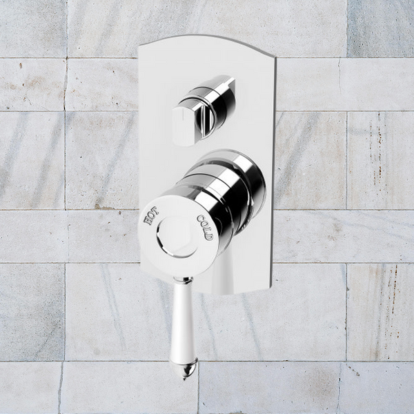 Phoenix Nostalgia Shower / Bath Diverter Mixer Chrome White