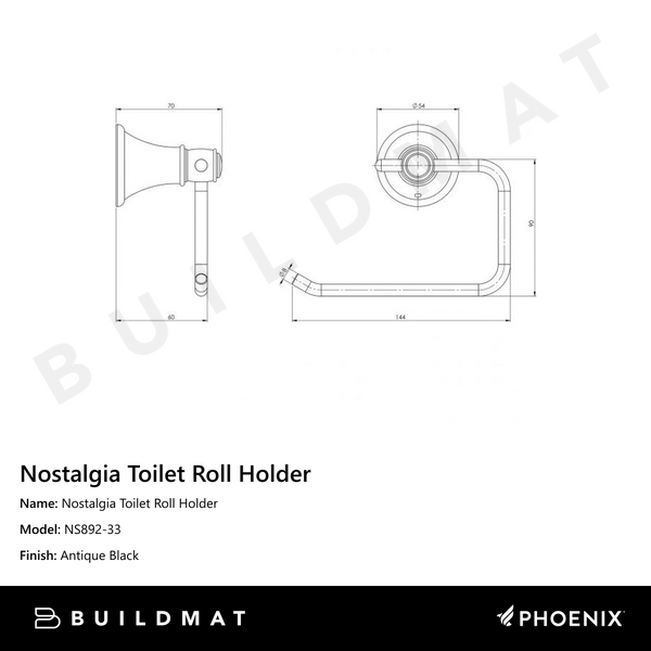 Phoenix Nostalgia Toilet Roll Holder Antique Black