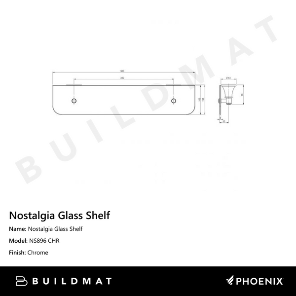 Phoenix Nostalgia Glass Shelf Chrome