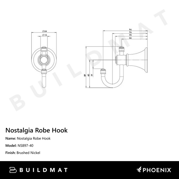 Phoenix Nostalgia Robe Hook Brushed Nickel