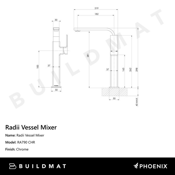 Phoenix Radii Vessel Mixer Chrome