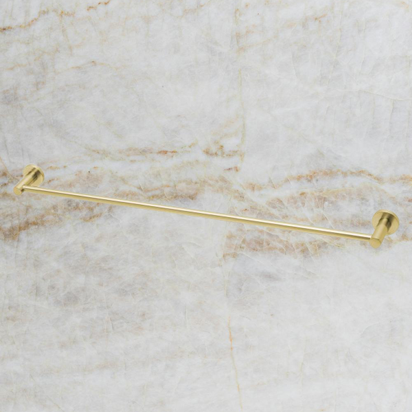 Phoenix Radii Single Towel Rail 800mm Round Plate Brushed Gold