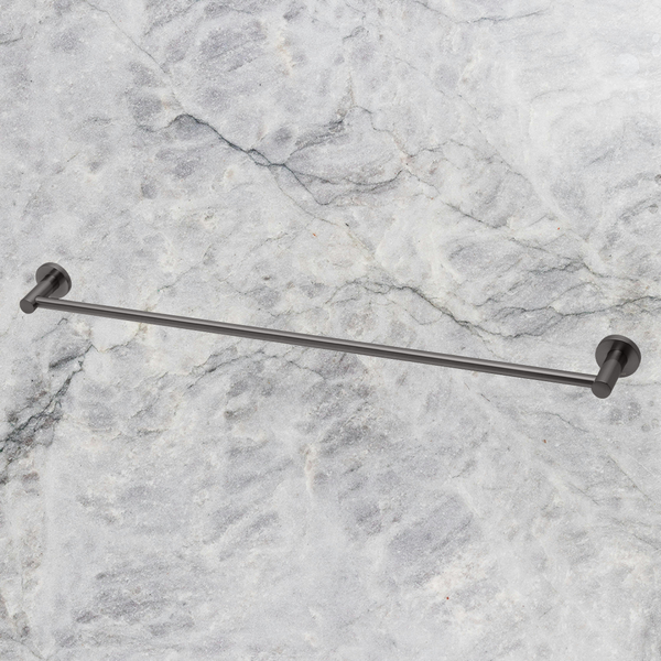 Phoenix Radii Single Towel Rail 800mm Round Plate Brushed Carbon