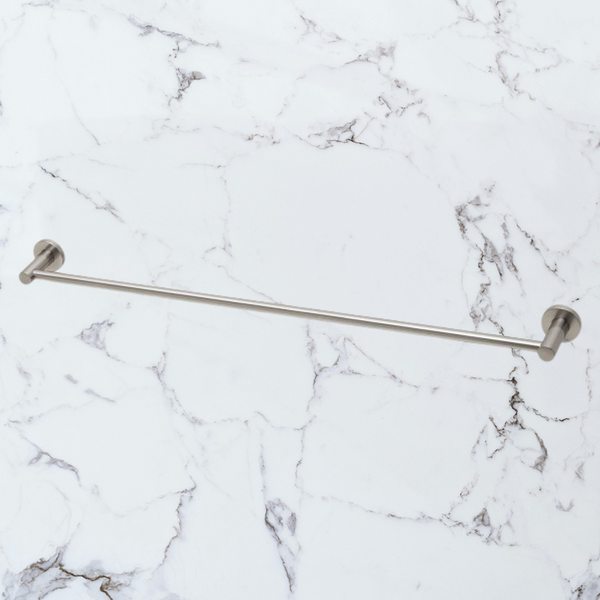 Phoenix Radii Single Towel Rail 800mm Round Plate Brushed Nickel