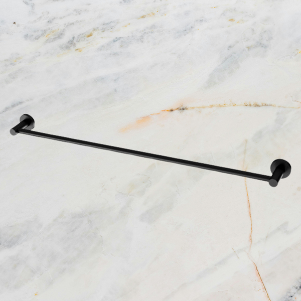 Phoenix Radii Single Towel Rail 800mm Round Plate Matte Black