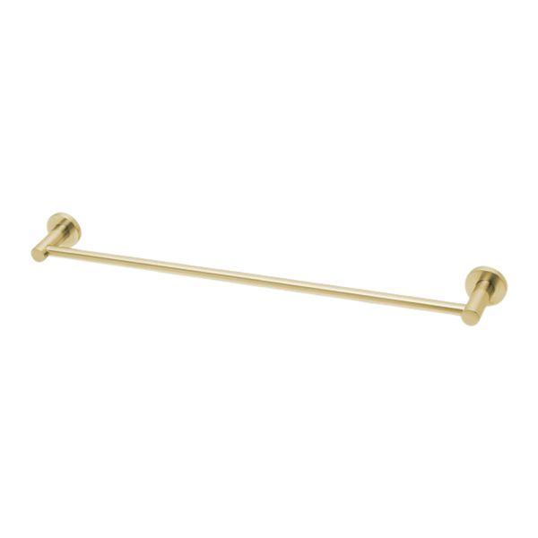 Phoenix Radii Single Towel Rail 600mm Round Plate Brushed Gold