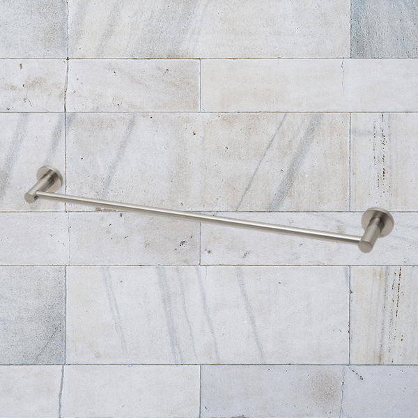 Phoenix Radii Single Towel Rail 600mm Round Plate Brushed Nickel