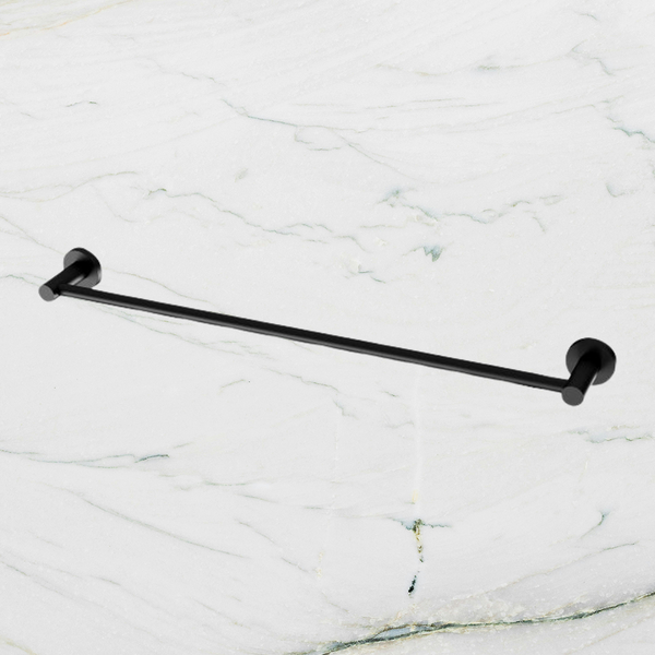 Phoenix Radii Single Towel Rail 600mm Round Plate Matte Black