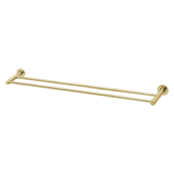 Phoenix Radii Double Towel Rail 800mm Round Plate Brushed Gold
