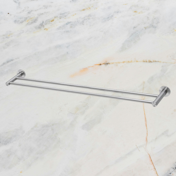 Phoenix Radii SS 316 Double Towel Rail Round Plate 800mm Stainless Steel