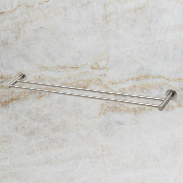 Phoenix Radii Double Towel Rail 800mm Round Plate Brushed Nickel