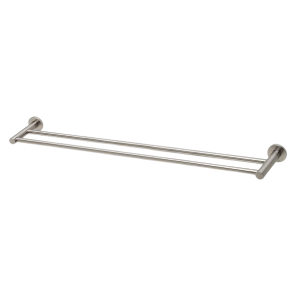 Phoenix Radii Double Towel Rail 800mm Round Plate Brushed Nickel