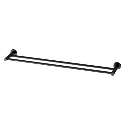 Phoenix Radii Double Towel Rail 800mm Round Plate Matte Black
