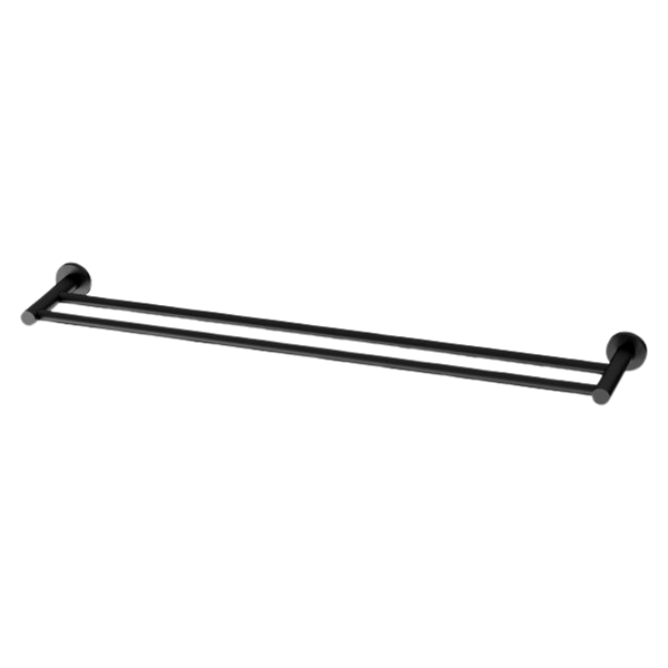 Phoenix Radii Double Towel Rail 800mm Round Plate Matte Black