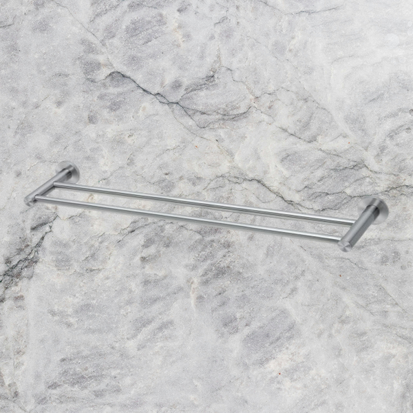 Phoenix Radii SS 316 Double Towel Rail Round Plate 600mm Stainless Steel