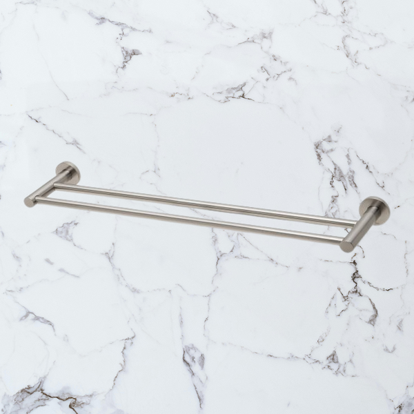 Phoenix Radii Double Towel Rail 600mm Round Plate Brushed Nickel