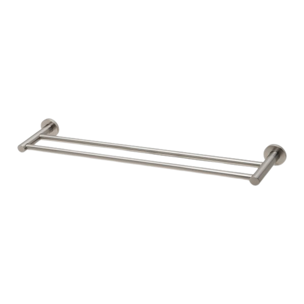 Phoenix Radii Double Towel Rail 600mm Round Plate Brushed Nickel